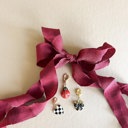  Burgundy Shoelaces with Ladybug, Bow, and Heart Charm Set