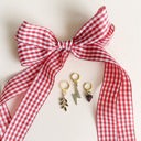  Red Gingham Shoe Lace Charm Set