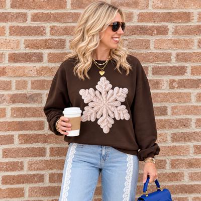Snowflake Faux Knit Winter Graphic Crewneck Sweatshirt