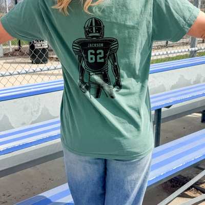 Custom Football Player Comfort Colors Tee Front and Back