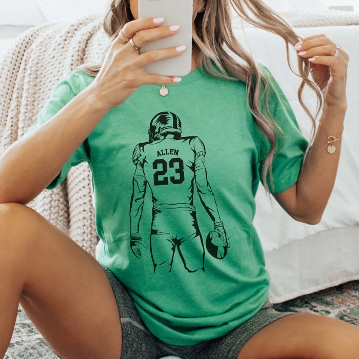 Personalized Football Player Tee with Name and Number