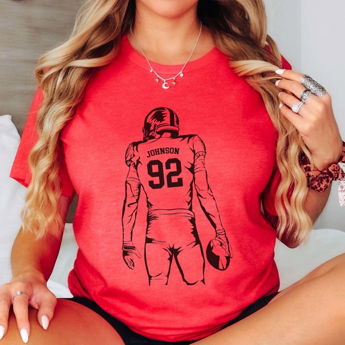 Personalized Football Player Tee with Name and Number