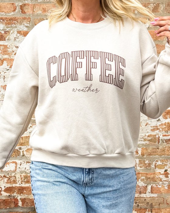 Coffee Weather Striped Balloon Sleeve Sweatshirt