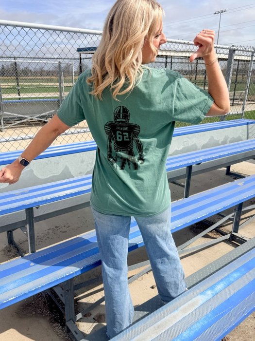 Custom Football Player Comfort Colors Tee Front and Back