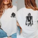 XL Ivory Custom Football Player Comfort Colors Tee Front and Back