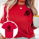 Medium Red Custom Football Player Comfort Colors Tee Front and Back