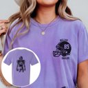 XL Violet Custom Football Player Comfort Colors Tee Front and Back