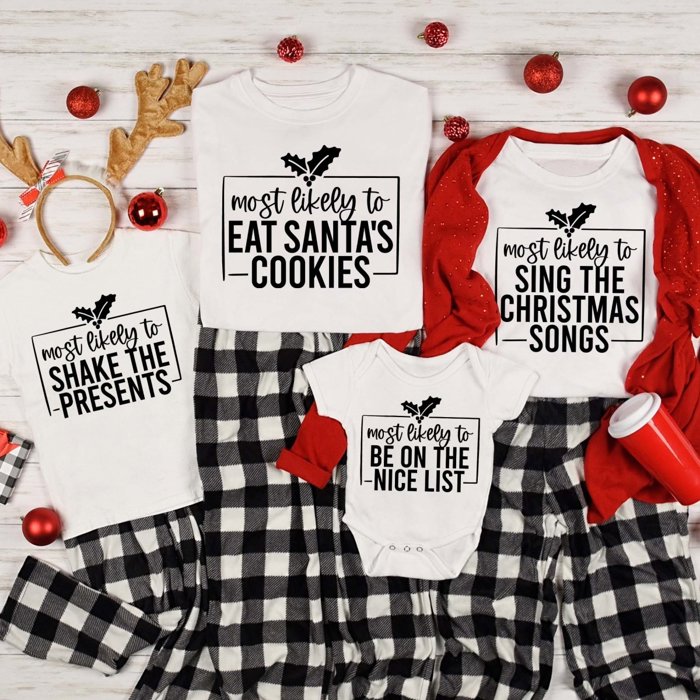 Most Likely To Christmas Graphic Tees for Groups
