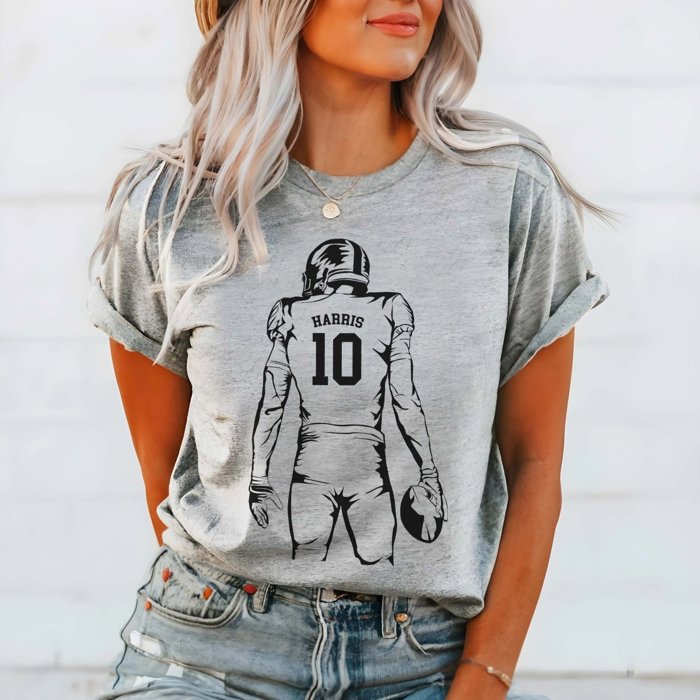 Personalized Football Player Tee with Name and Number