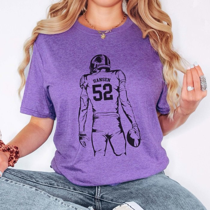 Personalized Football Player Tee with Name and Number