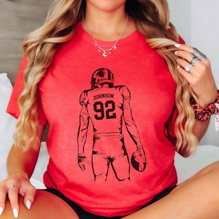 Personalized Football Player Tee with Name and Number
