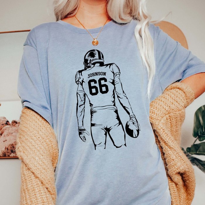 Personalized Football Player Tee with Name and Number
