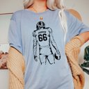 Medium Light Blue Personalized Football Player Tee with Name and Number