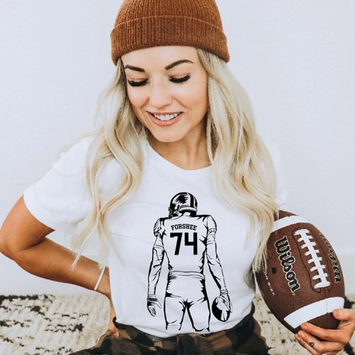 Personalized Football Player Tee with Name and Number