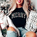  Plaid Merry Christmas Graphic Tee for Women