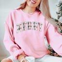  Plaid Merry Christmas Graphic Crewneck Sweatshirt