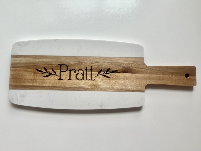 Marble and Wood Personalized Paddle Serving Board