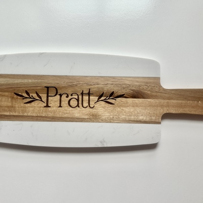 Marble and Wood Personalized Paddle Serving Board