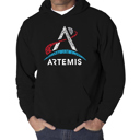 Black XL NASA Artemis Logo - Men's Word Art Hooded Sweatshirt