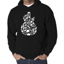 Black XXXL Music Notes Guitar - Men's Word Art Hooded Sweatshirt