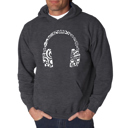 Gray Small Music Note Headphones - Men's Word Art Hooded Sweatshirt