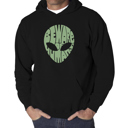 Black Large Beware of Humans - Men's Word Art Hooded Sweatshirt