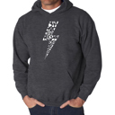Gray Large Lightning Bolt - Men's Word Art Hooded Sweatshirt