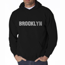 Black Medium Brooklyn Neighborhoods - Mens Word Art Hooded Sweatshirt