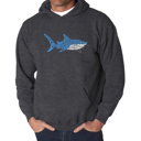 Gray XL Daddy Shark - Men's Word Art Hooded Sweatshirt