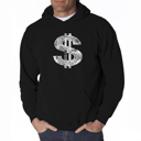 Black XL Dollar Sign - Men's Word Art Hooded Sweatshirt