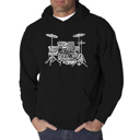 Black Large Drums - Men's Word Art Hooded Sweatshirt