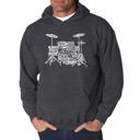 Gray Large Drums - Men's Word Art Hooded Sweatshirt
