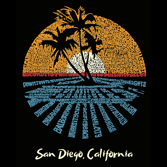 Cities In San Diego - Men's Word Art Hooded Sweatshirt