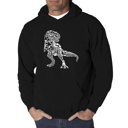Black Large Dino Pics - Men's Word Art Hooded Sweatshirt