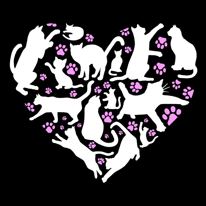 Cat Heart - Men's Word Art Hooded Sweatshirt