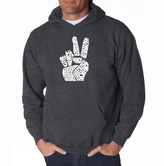 Peace Fingers - Mens Word Art Hooded Sweatshirt
