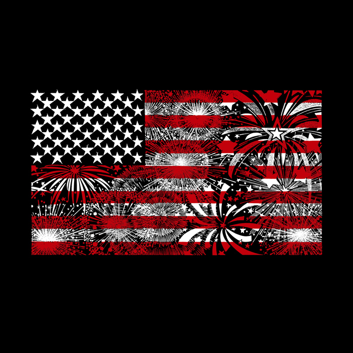 Fireworks American Flag - Men's Word Art Hooded Sweatshirt