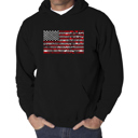 Black Large Fireworks American Flag - Men's Word Art Hooded Sweatshirt