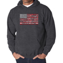 Gray Large Fireworks American Flag - Men's Word Art Hooded Sweatshirt