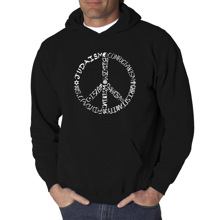 Different Faiths peace sign - Men's Word Art Hooded Sweatshirt