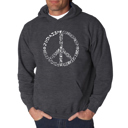 Gray XXXXL Different Faiths peace sign - Men's Word Art Hooded Sweatshirt