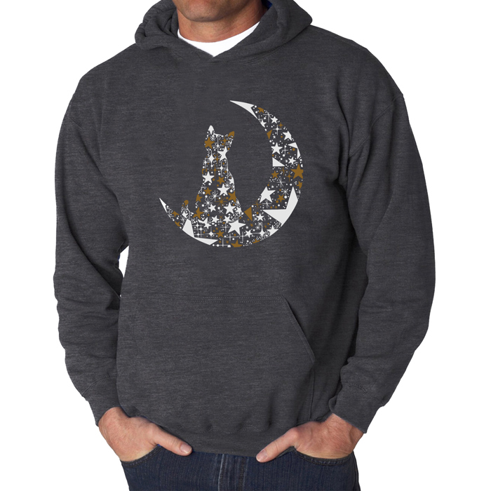 Cat Sitting On Moon - Men's Word Art Hooded Sweatshirt