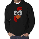 Black Medium Turkey Face - Men's Word Art Hooded Sweatshirt