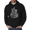 Black XL Languages Guitar - Men's Word Art Hooded Sweatshirt