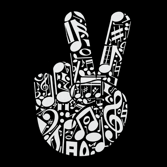 Peace Finger Notes - Men's Word Art Hooded Sweatshirt