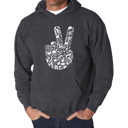 Gray Small Peace Finger Notes - Men's Word Art Hooded Sweatshirt