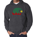 Gray XXL Christmas Elf Hat - Men's Word Art Hooded Sweatshirt