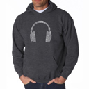 Gray XXXXL 63 DIFFERENT GENRES OF MUSIC - Men's Word Art Hooded Sweatshirt