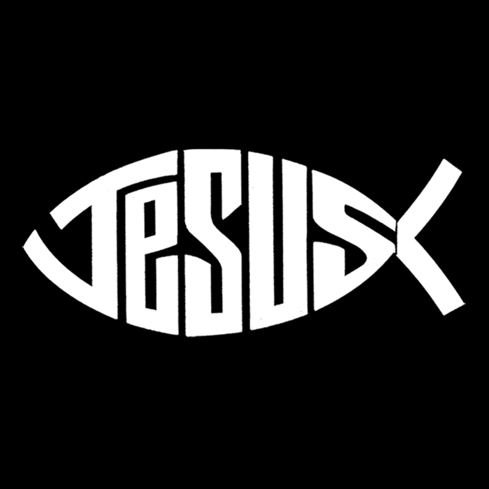 Christian Jesus Name Fish Symbol - Men's Word Art Hooded Sweatshirt