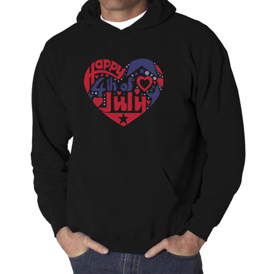 July 4th Heart - Men's Word Art Hooded Sweatshirt